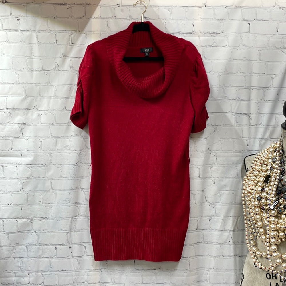 AGB sweater tunic dress cowl neck puffy sleeves XL